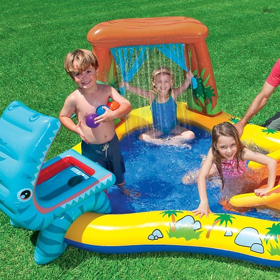 Piscine aquatique aire de jeux pour enfants avec toboggan et fontaine Intex 57444