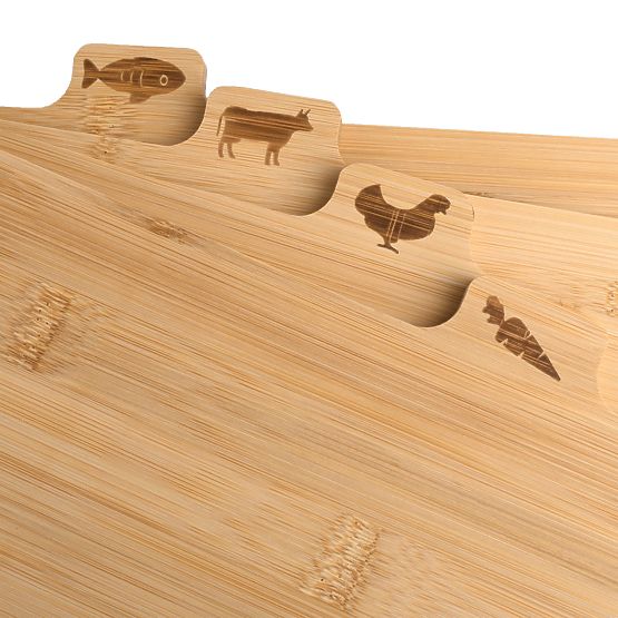 Planche à découper en bambou Skara ensemble de 4 pièces