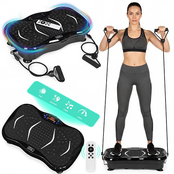 Plateforme vibrante anti-cellulite appareil de massage avec extenseurs + télécommande ModernHome