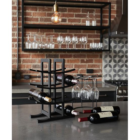 Porte-bouteilles en bambou Todgar noir