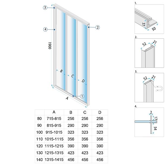 Porte de douche Rea Alex 100