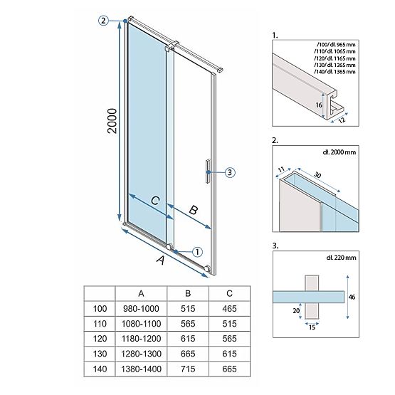 Porte de douche Rea Montana 120 Doré brossé