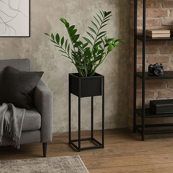 Pot de fleurs loft Concove 60 cm noir