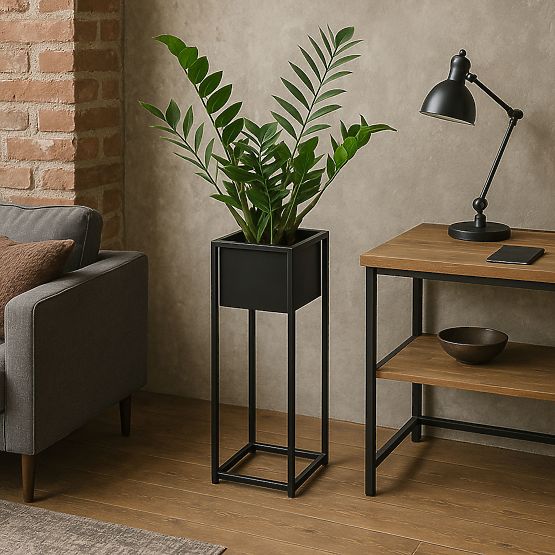 Pot de fleurs loft Concove 60 cm noir