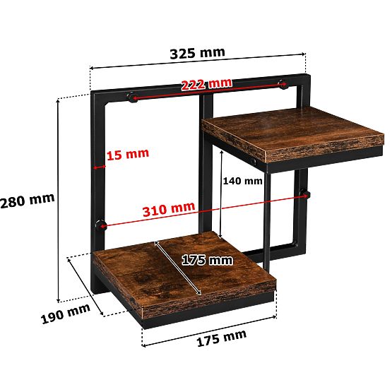 Pot de fleurs suspendu noir Remus Rustic chêne antique