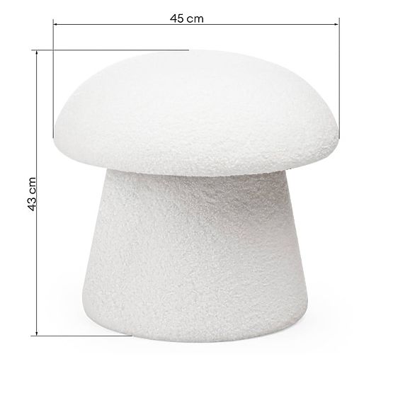 Pouf capitonné Cap, blanc, bouclé, formes arrondies