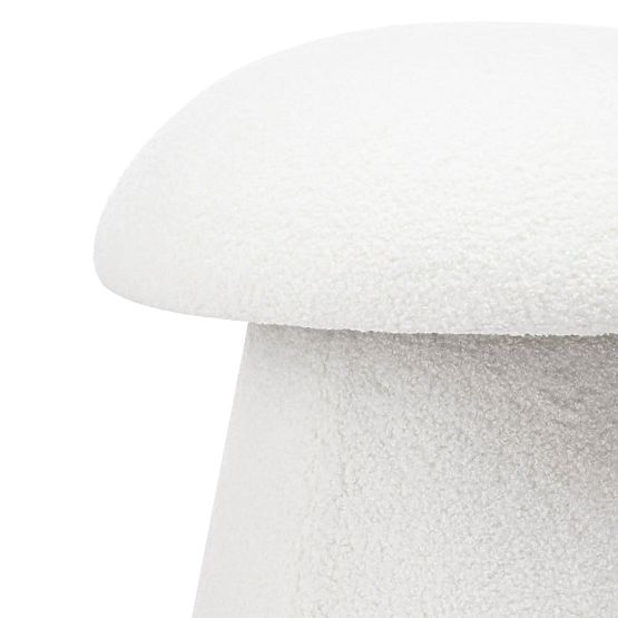Pouf capitonné Cap, blanc, bouclé, formes arrondies