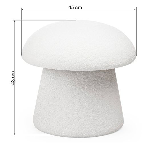 Pouf capitonné Cap, blanc, bouclé, formes arrondies
