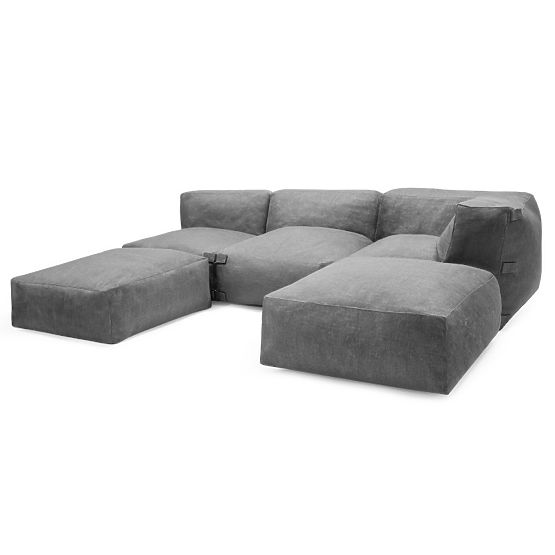 Pouf modulaire pour canapé d'angle de jardin Vacuum avec housse, gris