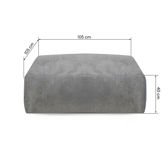 Pouf modulaire pour canapé d'angle de jardin Vacuum avec housse, gris
