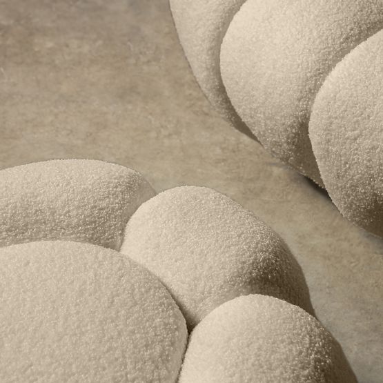 Pouf Perugia, beige, bouclé, formes arrondies