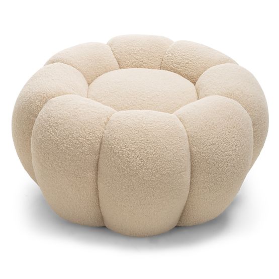 Pouf Perugia, beige, bouclé, formes arrondies