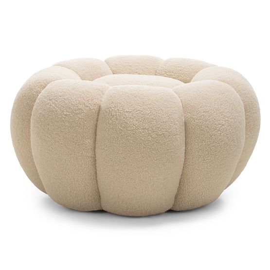 Pouf Perugia, beige, bouclé, formes arrondies