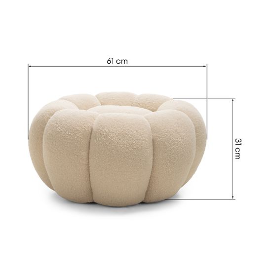 Pouf Perugia, beige, bouclé, formes arrondies