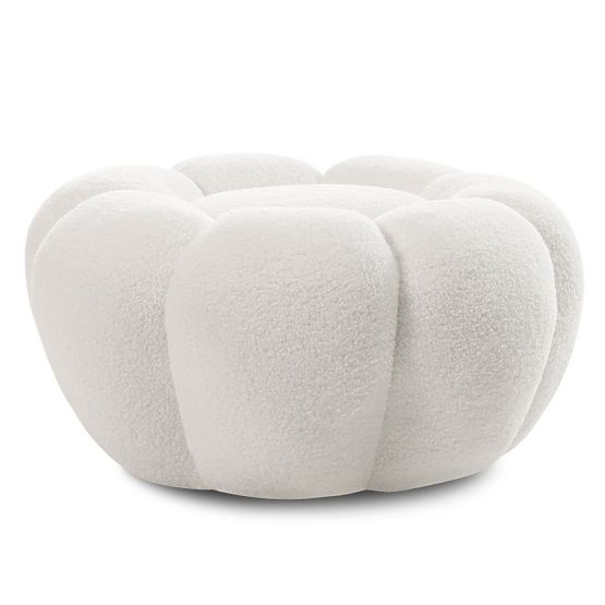 Pouf Perugia, blanc, bouclé, formes arrondies