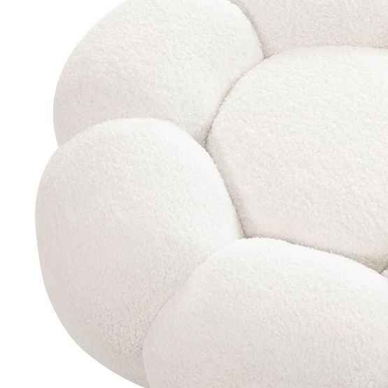 Pouf Perugia, blanc, bouclé, formes arrondies