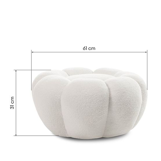 Pouf Perugia, blanc, bouclé, formes arrondies