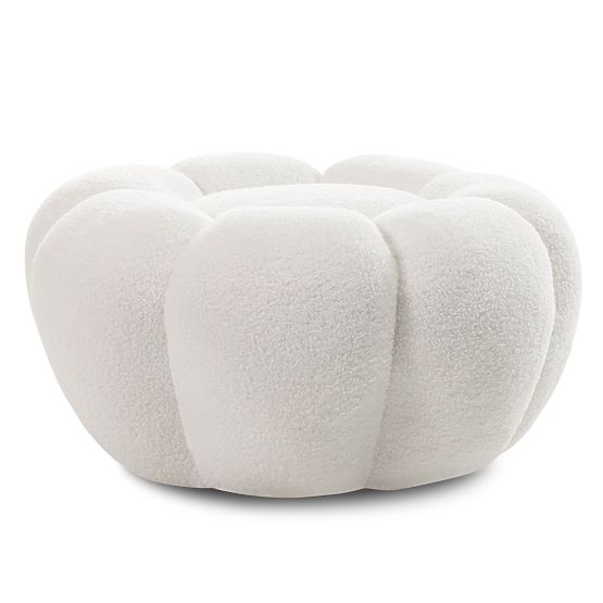 Pouf Perugia, blanc, bouclé, formes arrondies
