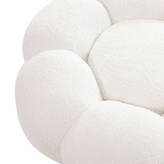 Pouf Perugia, blanc, bouclé, formes arrondies