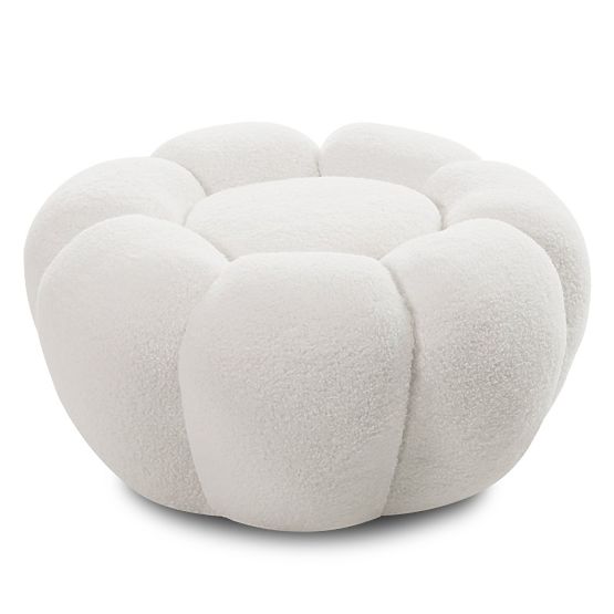 Pouf Perugia, blanc, bouclé, formes arrondies