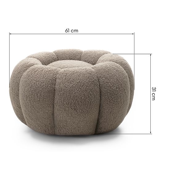 Pouf Perugia, cappuccino, bouclé, formes arrondies