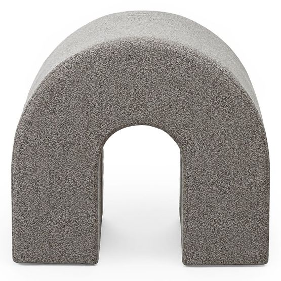 Pouf rembourré Arc, arrondi, brun clair