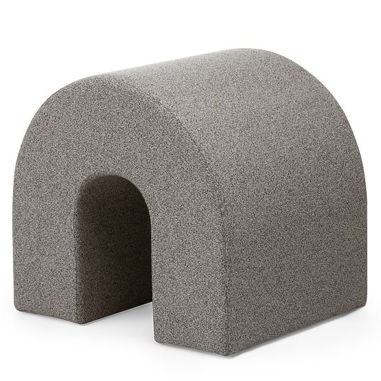 Pouf rembourré Arc, arrondi, brun clair