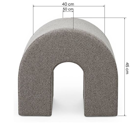 Pouf rembourré Arc, arrondi, brun clair