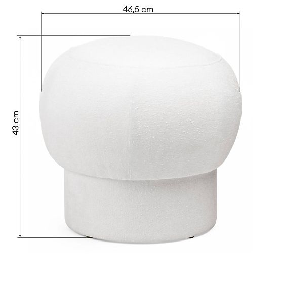 Pouf rembourré Bloop, rond, blanc
