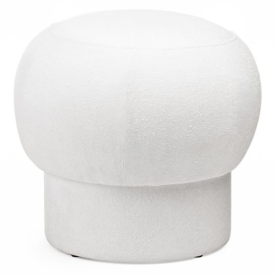 Pouf rembourré Bloop, rond, blanc