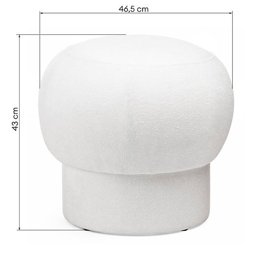 Pouf rembourré Bloop, rond, blanc