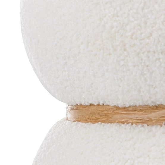 Pouf rembourré Muss, rond, blanc, bouclé