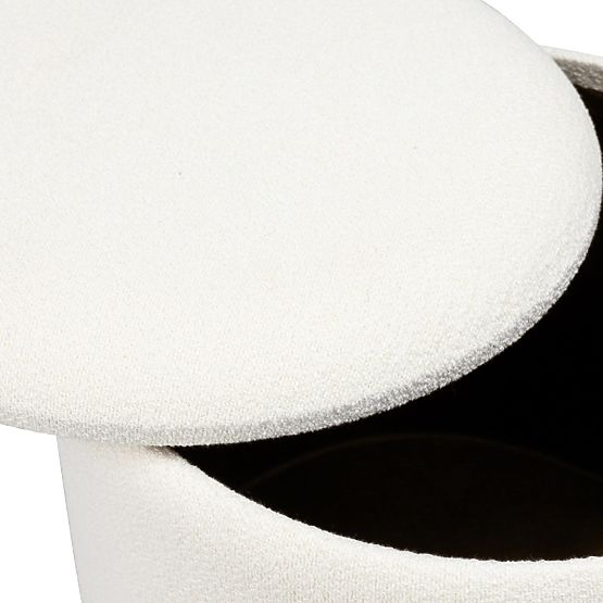 Pouf rembourré Pebble, avec espace de rangement, rond, blanc