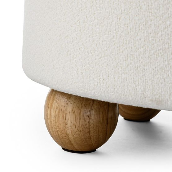 Pouf rembourré Pebble, avec espace de rangement, rond, blanc