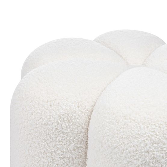 Pouf rembourré Quad, blanc, bouclé
