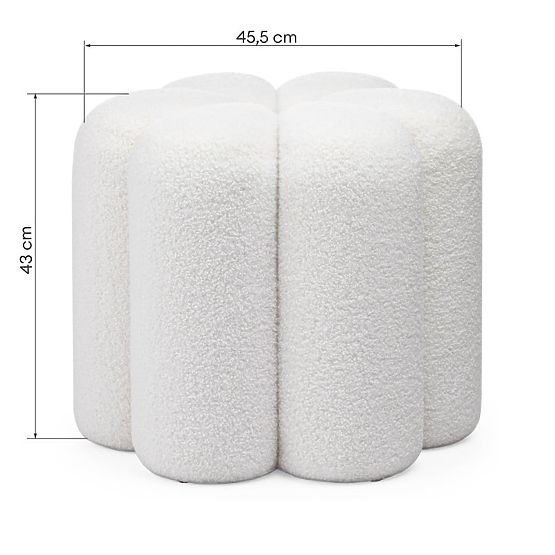 Pouf rembourré Quad, blanc, bouclé