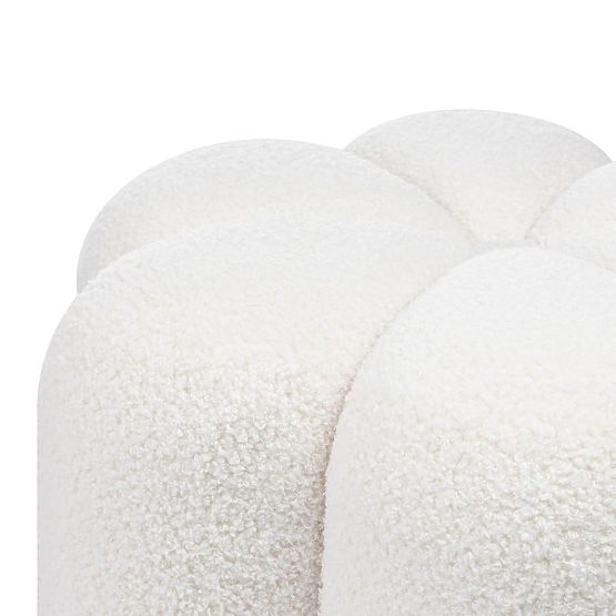 Pouf rembourré Quad, blanc, bouclé