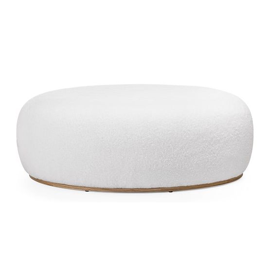 Pouf rembourré Stone, blanc, forme arrondie