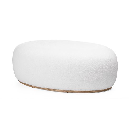 Pouf rembourré Stone, blanc, forme arrondie