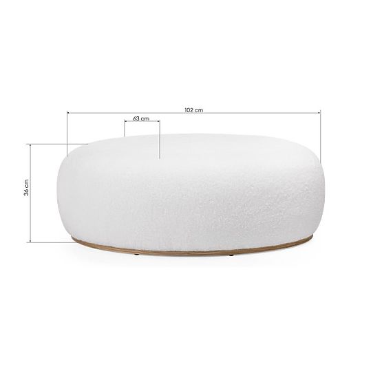 Pouf rembourré Stone, blanc, forme arrondie