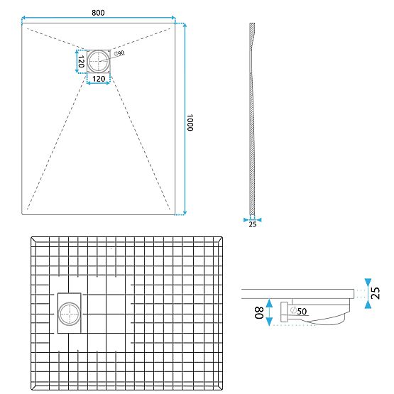 Receveur de douche Magnum Noir 80x100