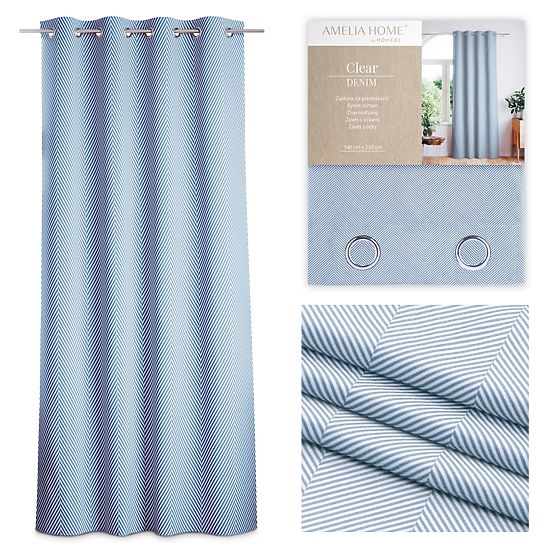 Rideau CLEAR couleur bleu foncé motif imprimé style bohème classique œillets métalliques argentés