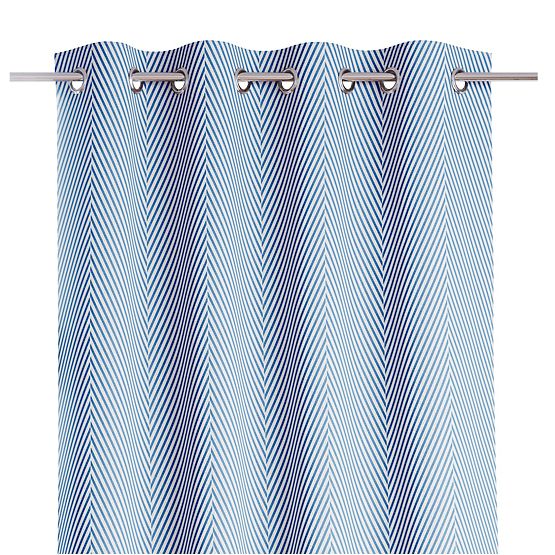 Rideau CLEAR couleur bleu foncé motif imprimé style bohème classique œillets métalliques argentés
