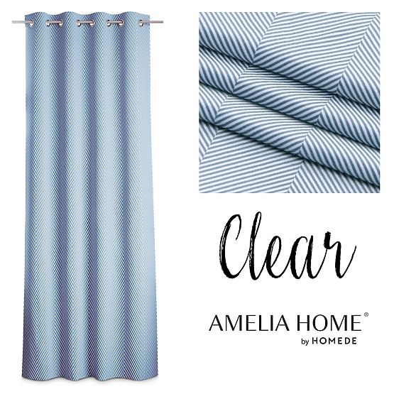 Rideau CLEAR couleur bleu foncé motif imprimé style bohème classique œillets métalliques argentés