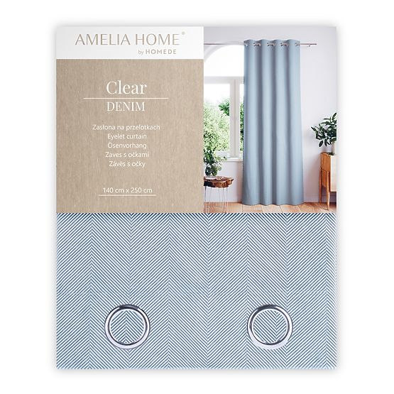 Rideau CLEAR couleur bleu foncé motif imprimé style bohème classique œillets métalliques argentés