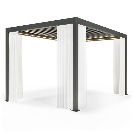 Rideau de 372,5 cm pour le côté d'une pergola de 4 m, blanc