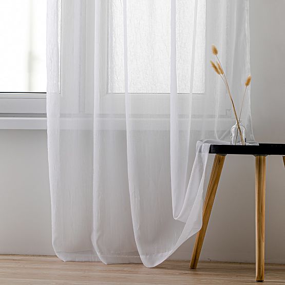 Rideau KRESZ couleur blanche style classique flex flex 5,5 cm avec double pli voile froissé 140x270