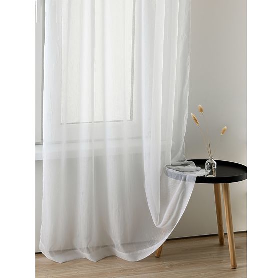 Rideau KRESZ couleur blanche style classique flex flex 5,5 cm avec double pli voile froissé 140x270