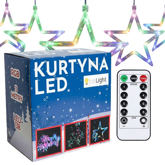 Rideau LED Étoiles Multicolores avec Télécommande CD002-138