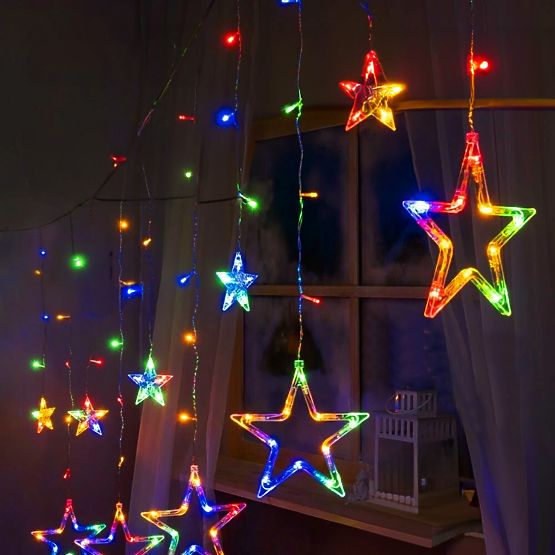 Rideau LED Étoiles Multicolores avec Télécommande CD002-138
